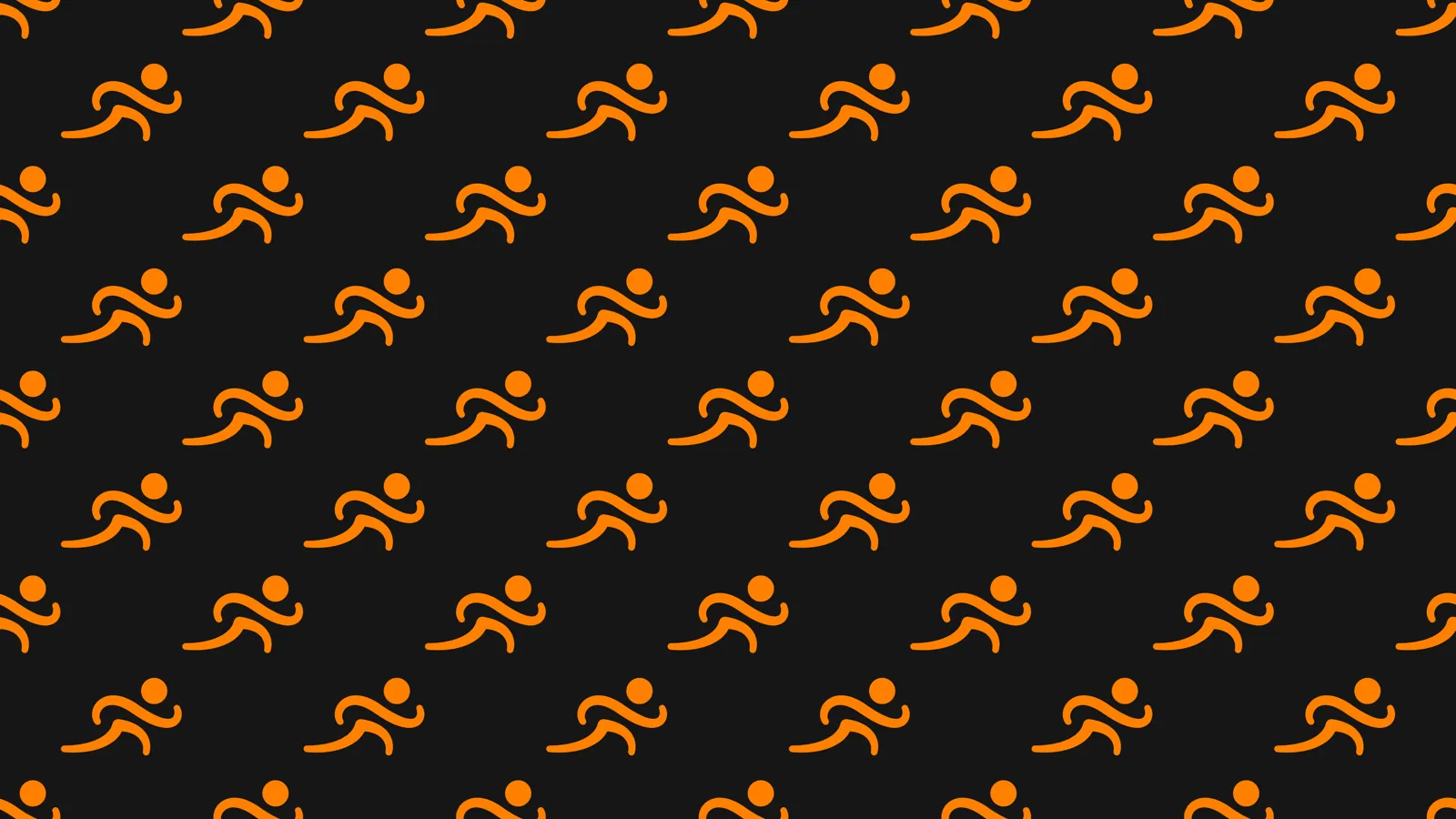 Brandbook Networks Gym : le motif de marque, coureurs orange sur fond noir