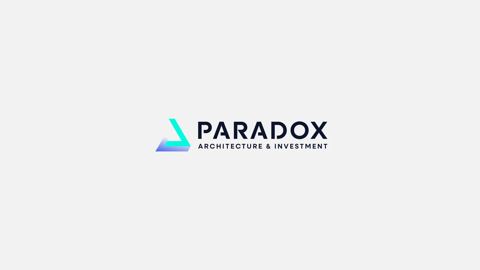Brandbook Paradox Architecture & Investment : le logo dégradé bleu et sa signature