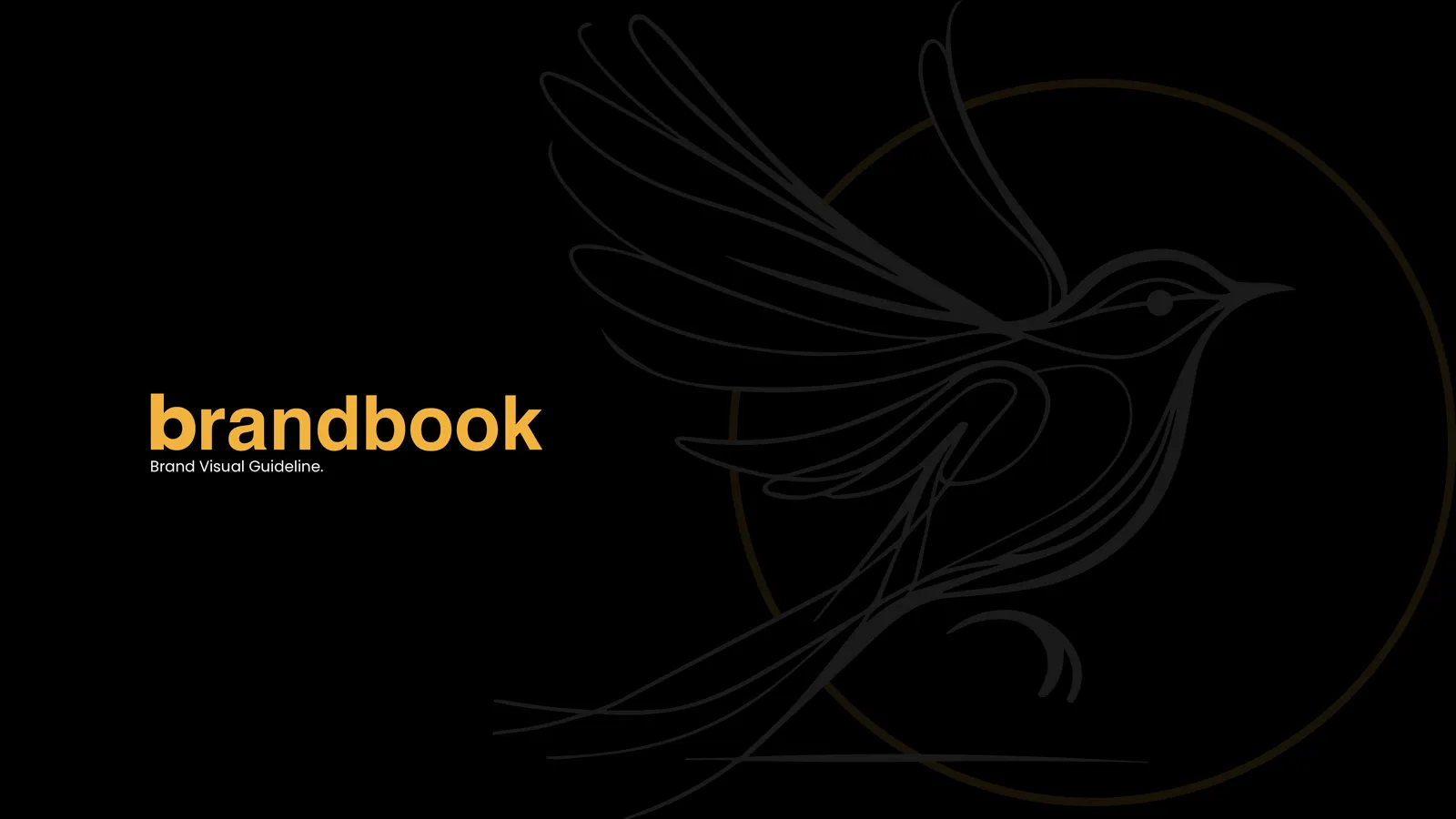 Brandbook Rytma : couverture noire à l’oiseau tracé en filigrane
