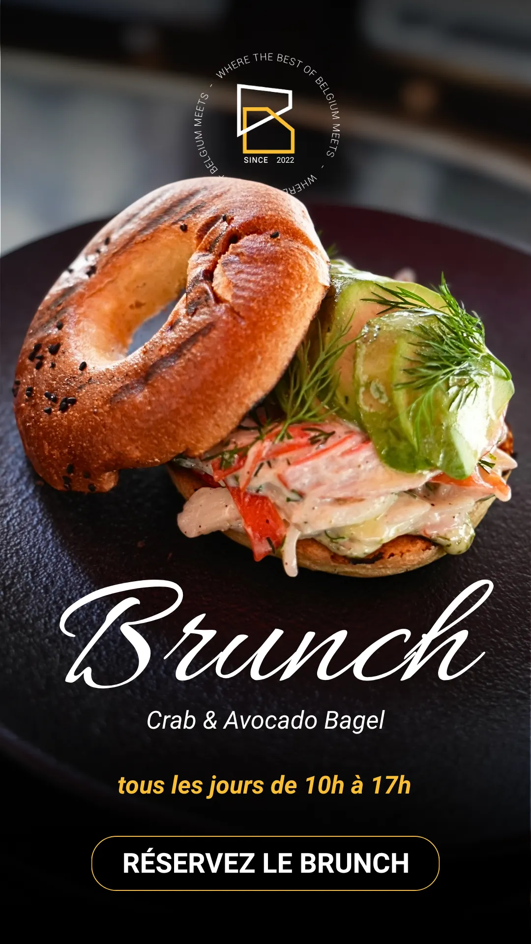 Post Beat Brussels : bagel crabe et avocat, « Brunch tous les jours de 10 h à 17 h »